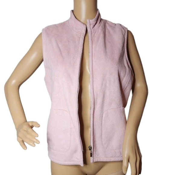 Evan Picone pink soft faux fur zip up vest w/pockets. - Picture 8 of 15
